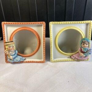 Vintage ceramic lady girls picture frames